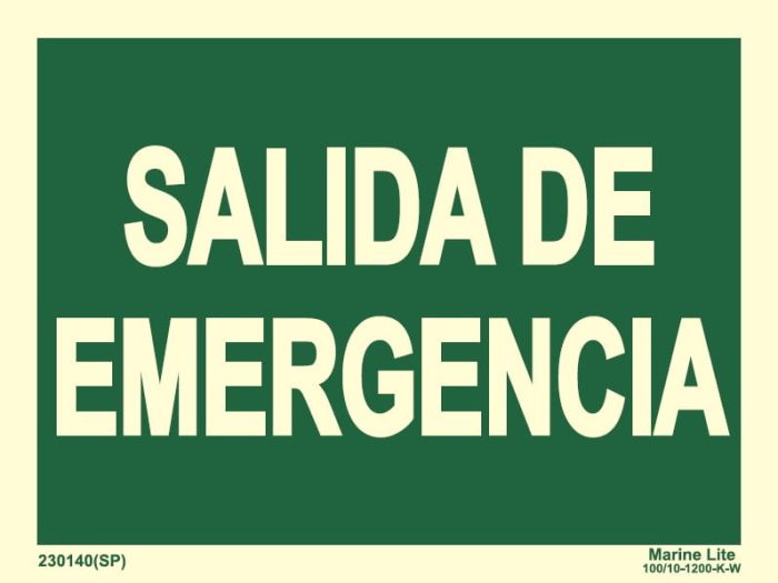 SALIDA DE EMERGENCIA (15x20cm) Vin. fotolumi. Señal IMO 230140-16(SP)